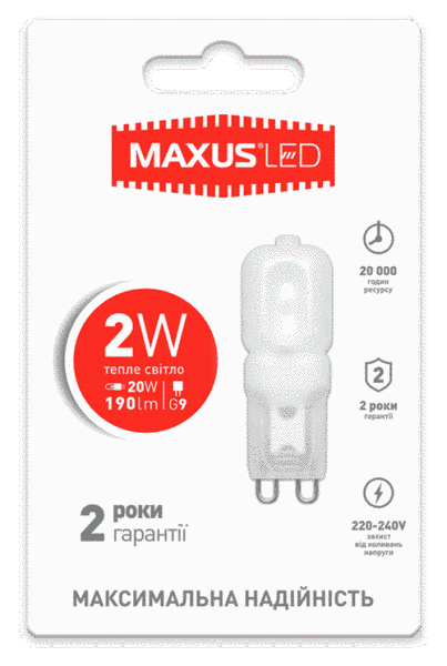 Led лампа Maxus G9 2W 3000K 220V (1-LED-201) 1460 фото