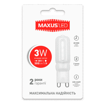 Led лампа Maxus G9 3W яркий свет 220V (1-LED-204) 1463 фото