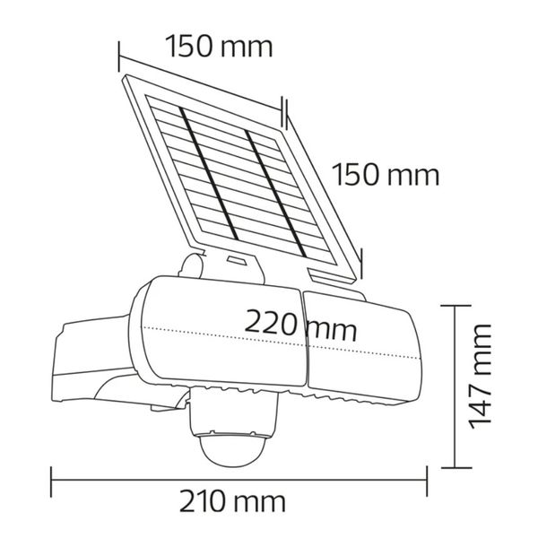 Світильник на сонячній батареї ARMOR-8, 600Lm, 6400K (з датчиком руху) 32298 фото