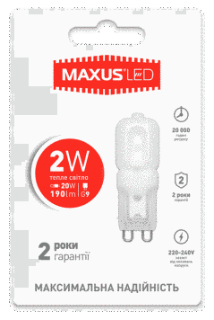 Led лампа Maxus G9 2W 3000K 220V (1-LED-201) 1460 фото