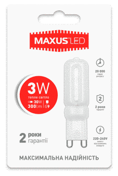 Led лампа Maxus G9 3W 3000K 220V (1-LED-203) 1462 фото